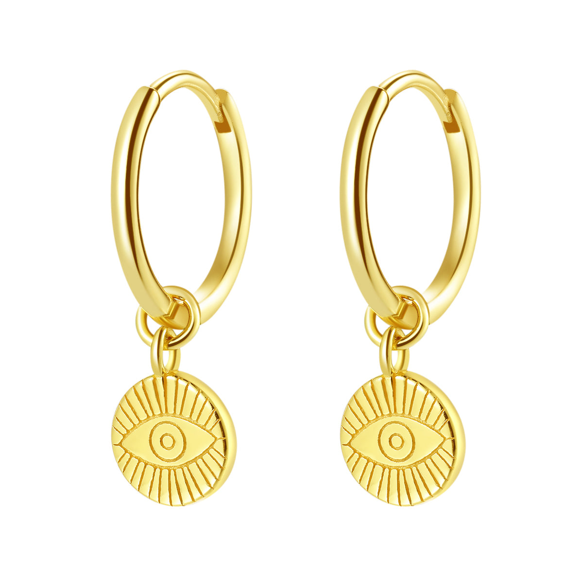 Creolen Evil Eye Anhanger Sterlingsilber in Gold