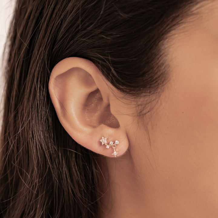 Falling Star Stud Earrings Sterling Silver