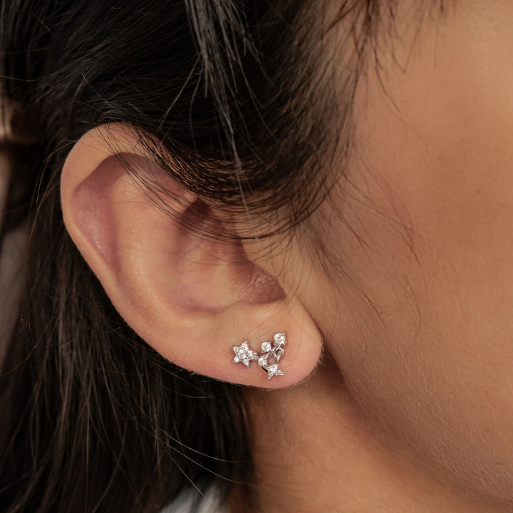 Falling Star Stud Earrings Sterling Silver