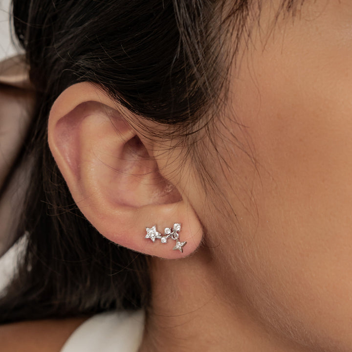 Falling Star Stud Earrings Sterling Silver