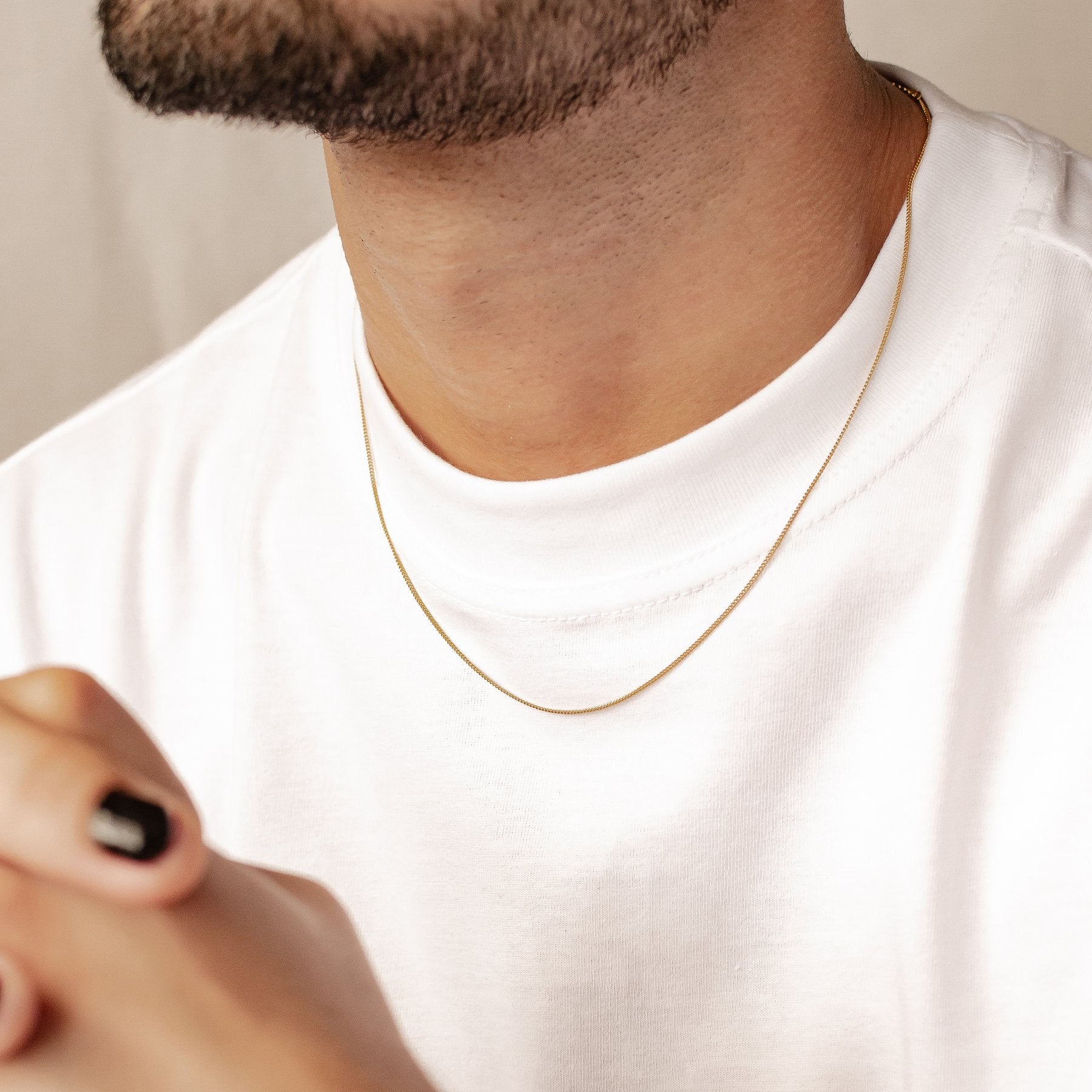 Fine Textured chain necklace for men in gold, 925 sterling silver