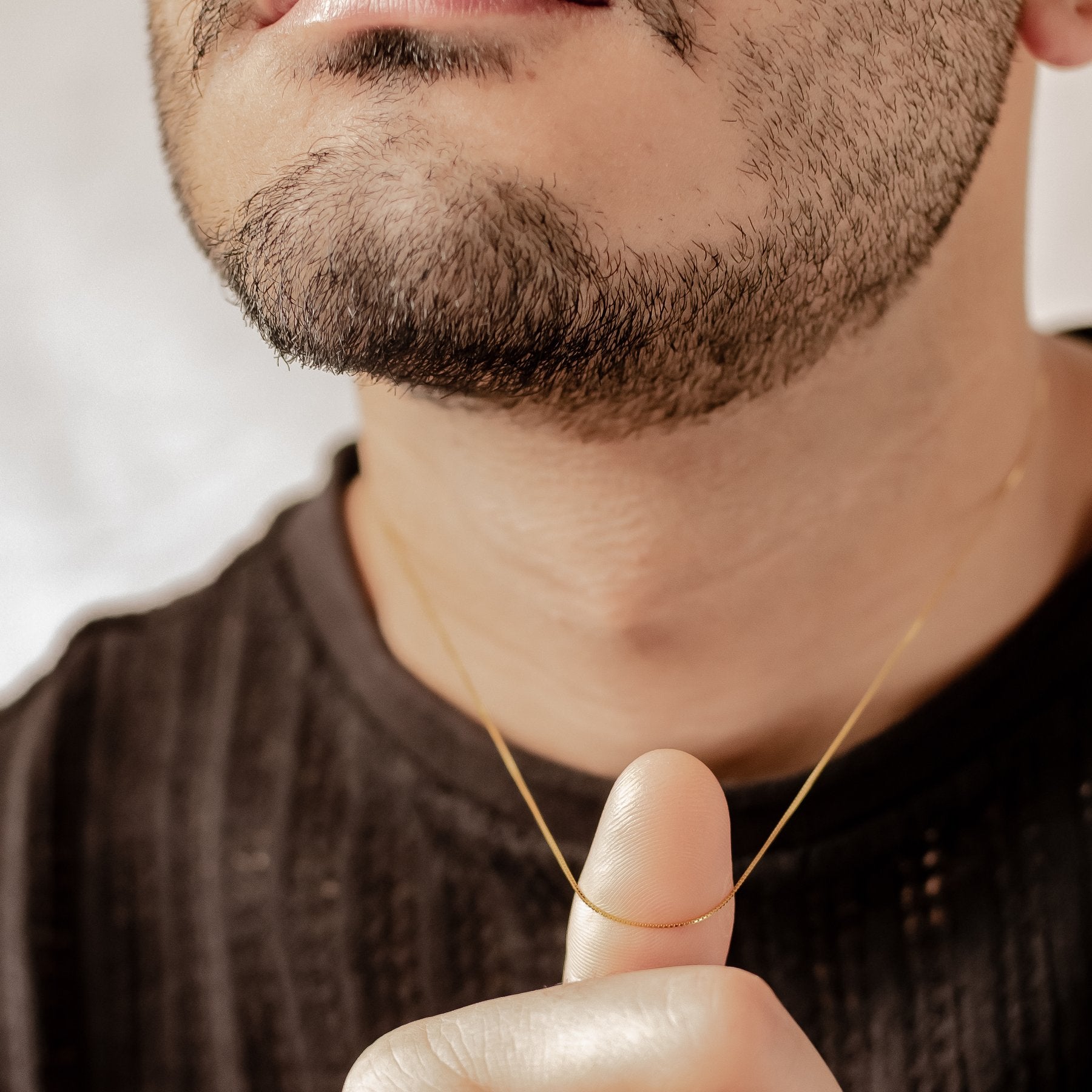 Fine Box chain necklace for men in gold, 925 sterling silver