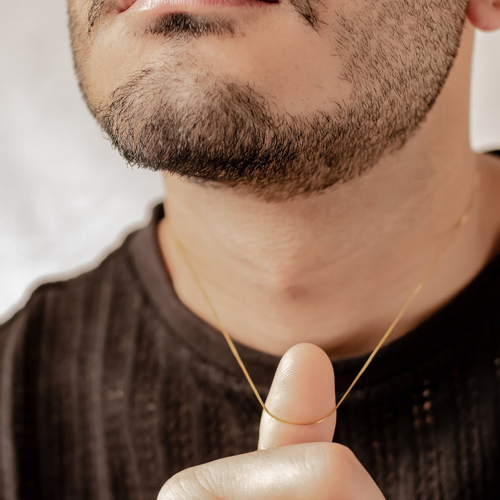 Fine Box chain necklace for men in gold, 925 sterling silver