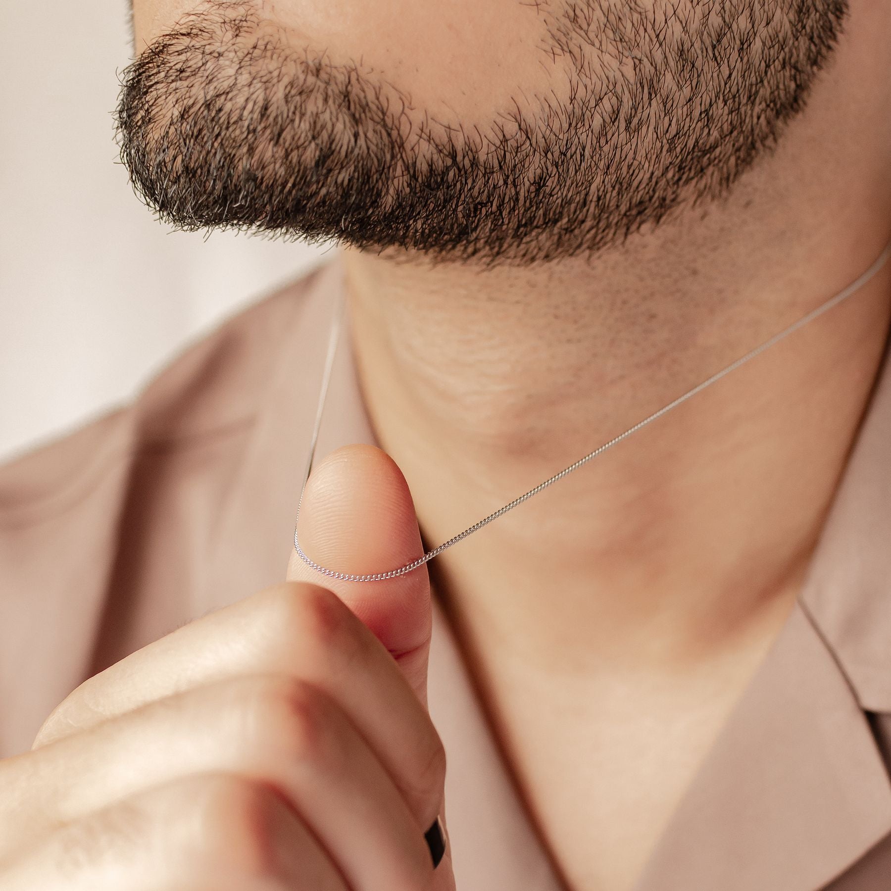 Fine Textured chain necklace for men in silver, 925 sterling silver