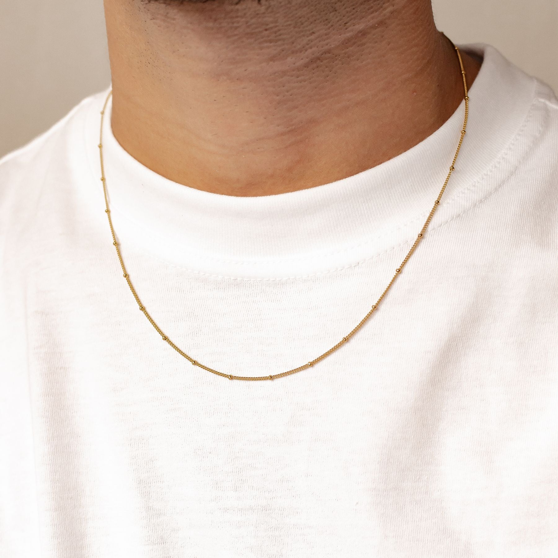 Fine Bobble chain necklace for men in gold, 925 sterling silver