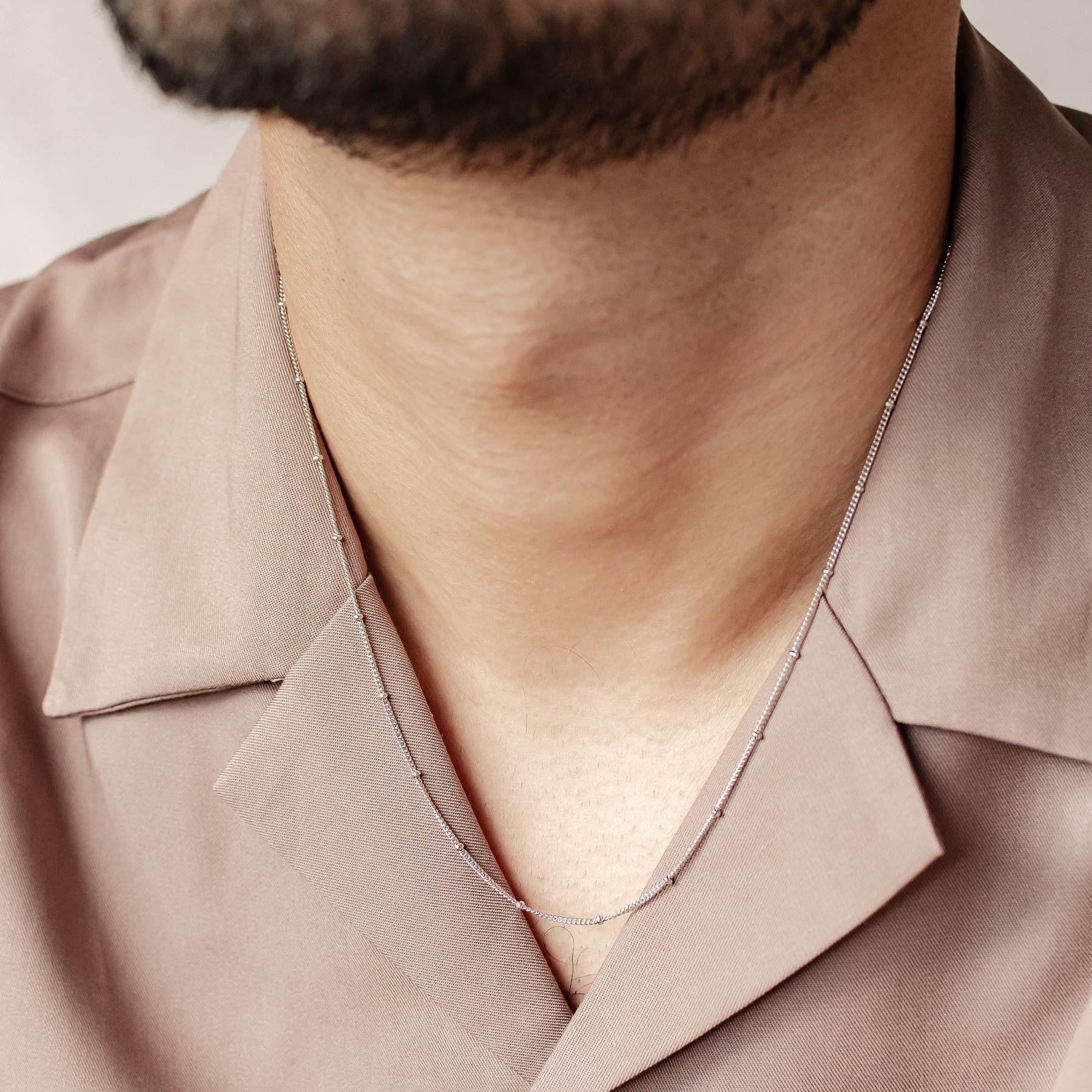 Fine Bobble chain necklace for men in silver, 925 sterling silver
