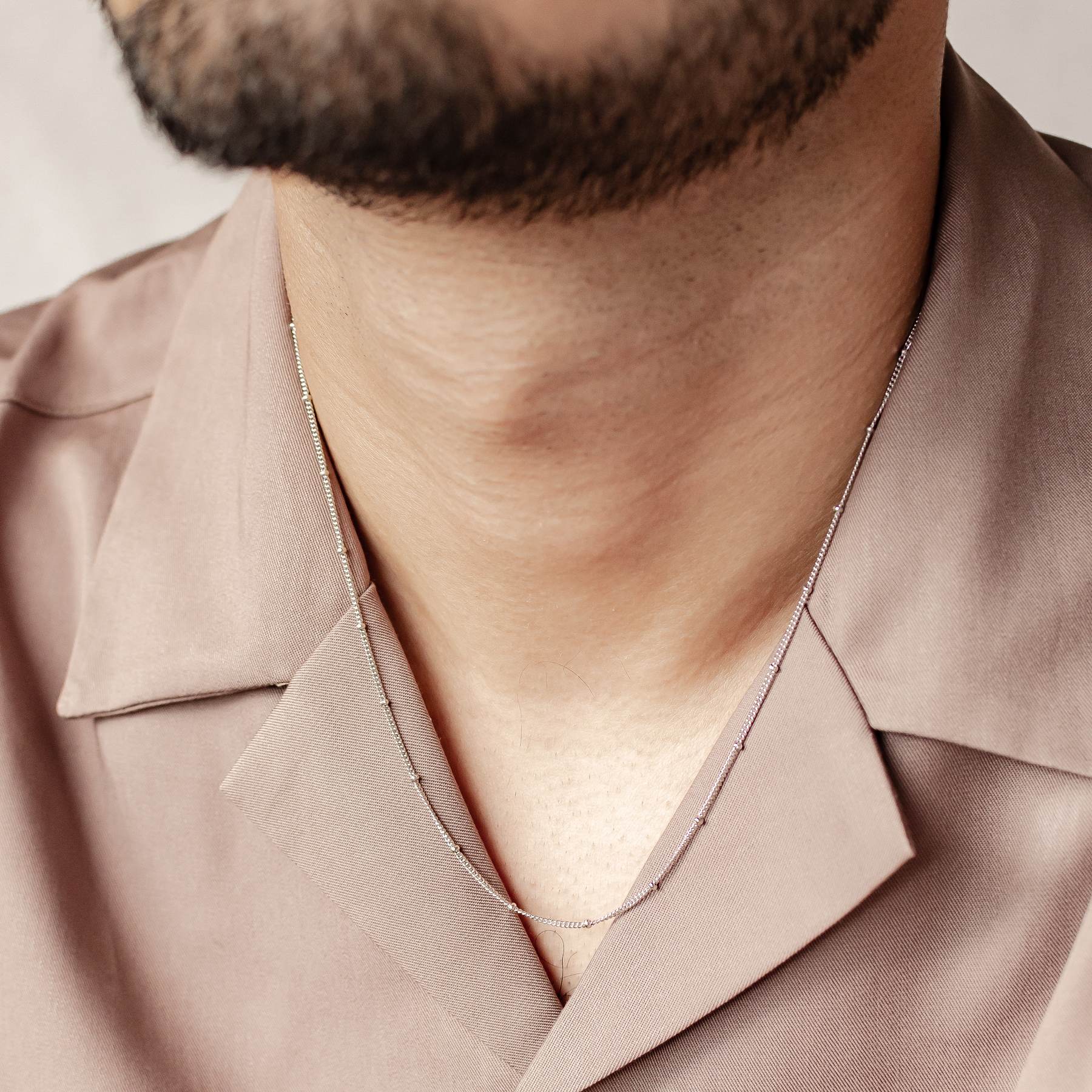 Fine Bobble chain necklace for men in silver, 925 sterling silver
