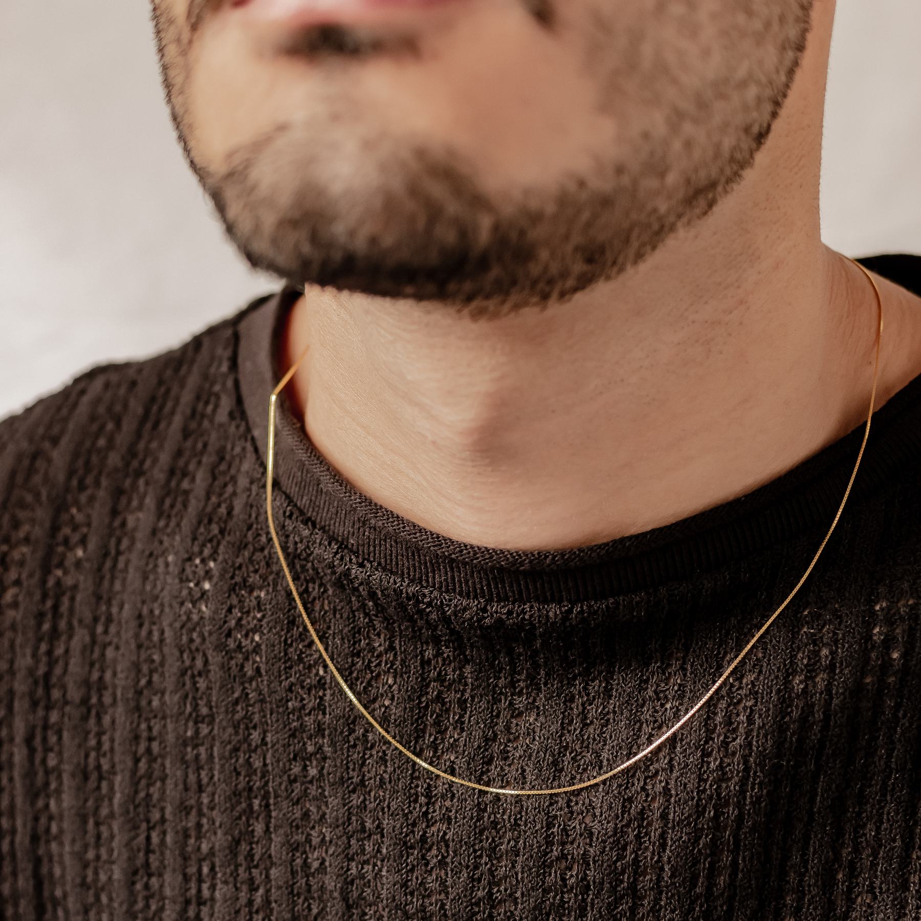 Fine Box chain necklace for men in gold, 925 sterling silver