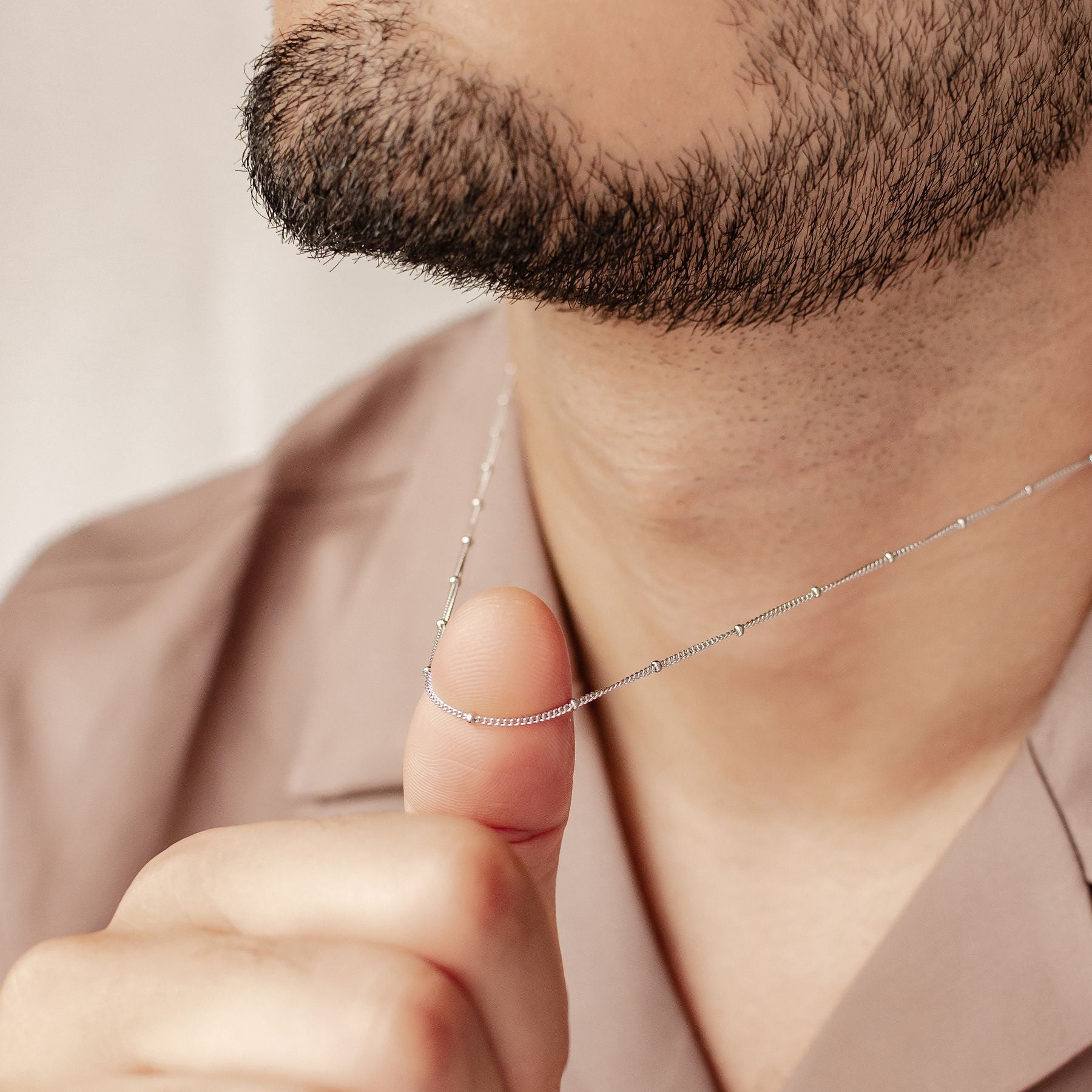 Fine Bobble chain necklace for men in silver, 925 sterling silver