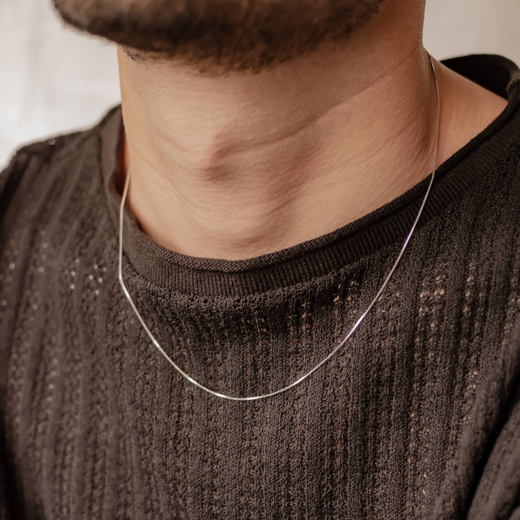 Fine Box chain necklace for men in silver, 925 sterling silver