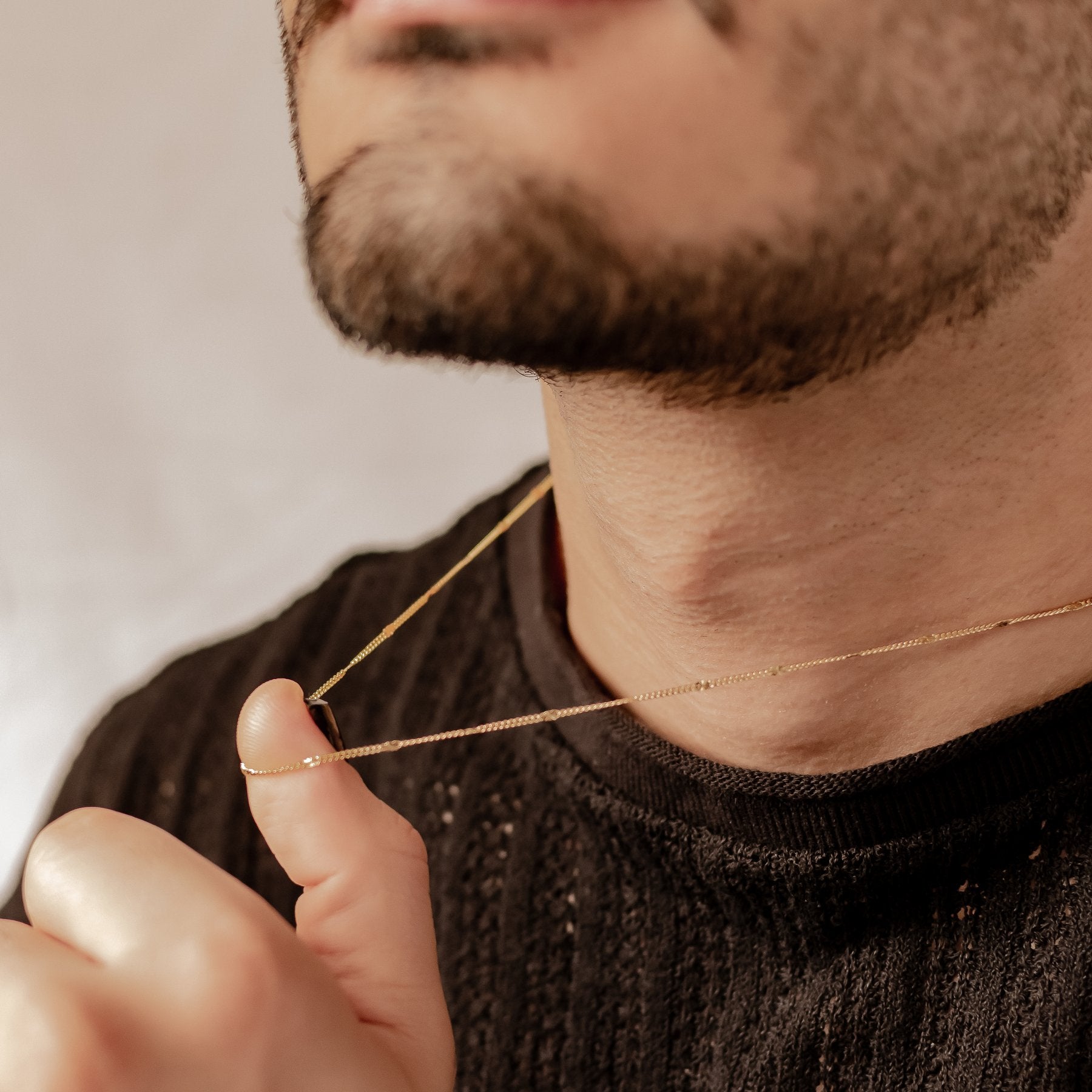 Delicate Starburst chain necklace for men in gold, 925 sterling silver