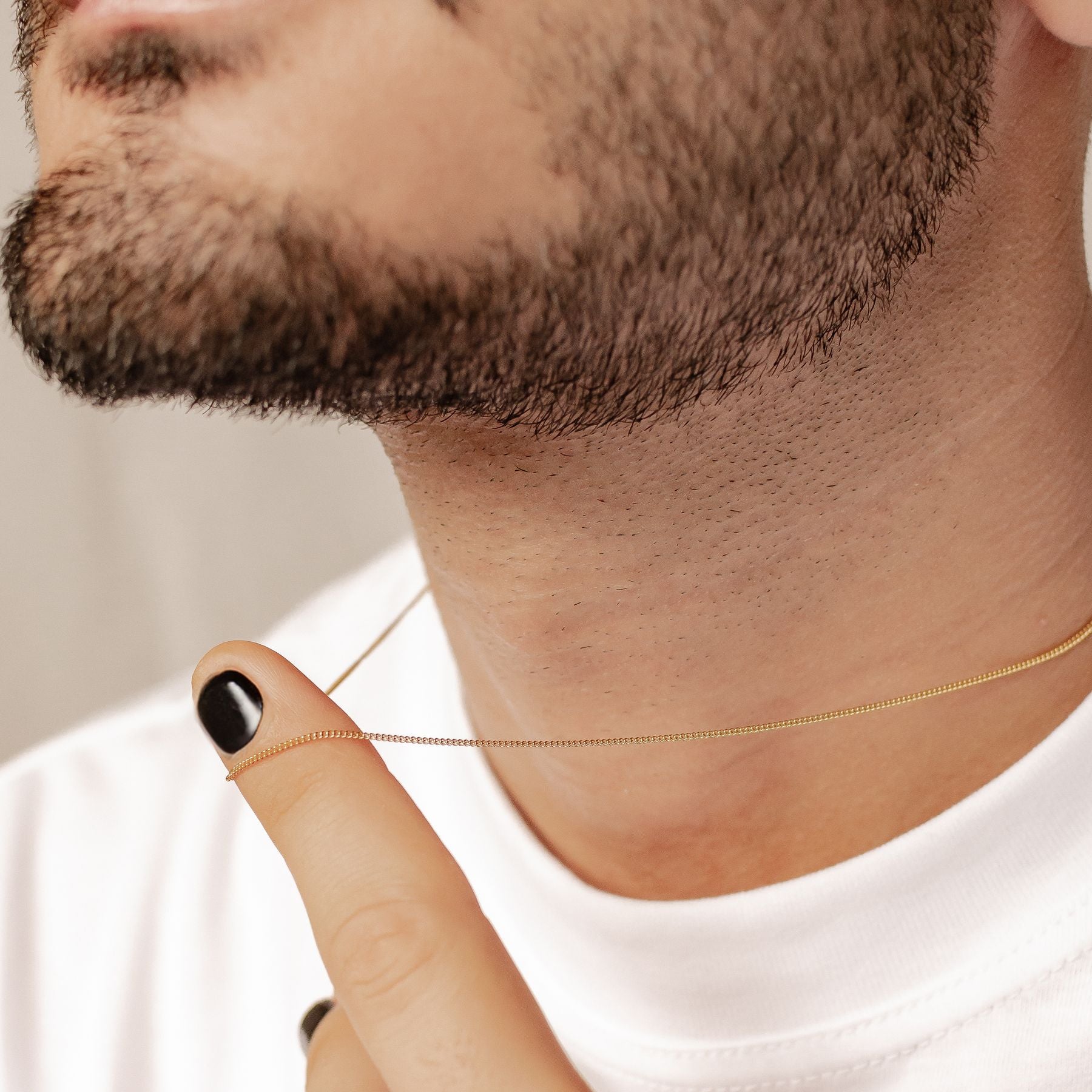 Fine Textured chain necklace for men in gold, 925 sterling silver