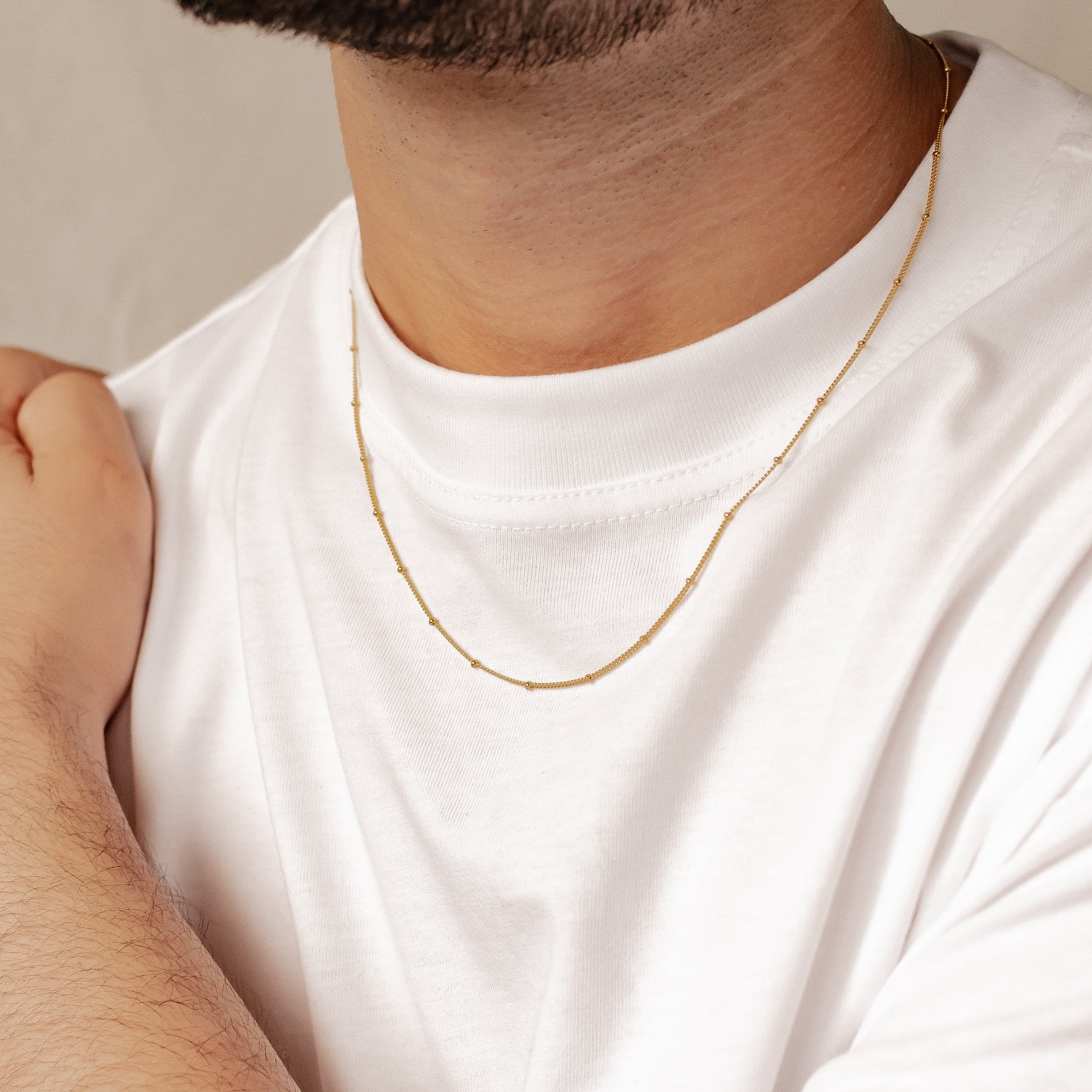 Fine Bobble chain necklace for men in gold, 925 sterling silver