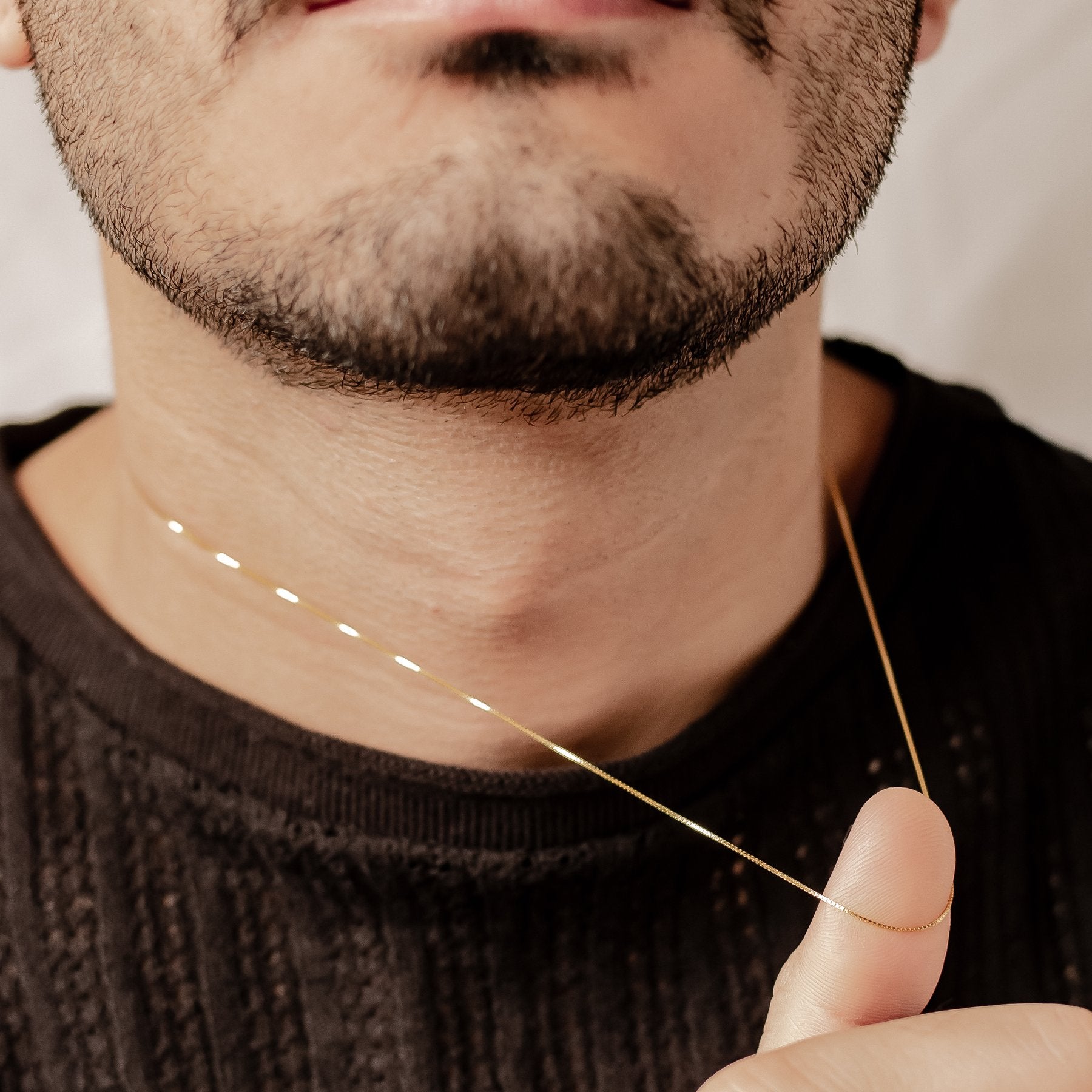 Fine Box chain necklace for men in gold, 925 sterling silver
