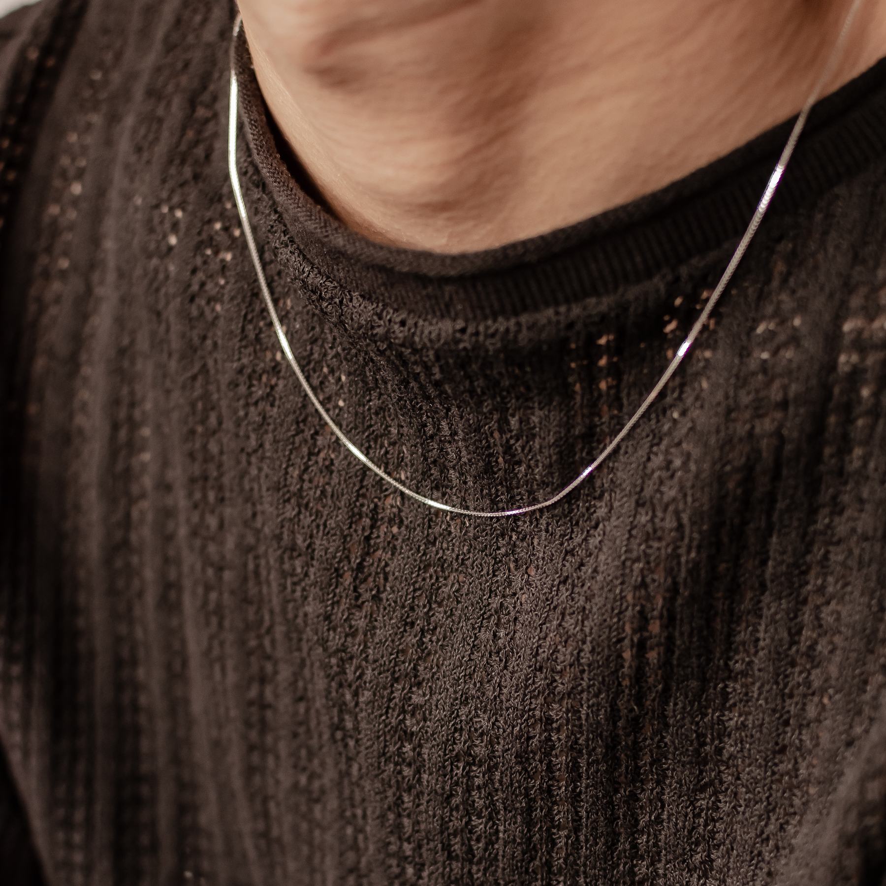 Fine Box chain necklace for men in silver, 925 sterling silver