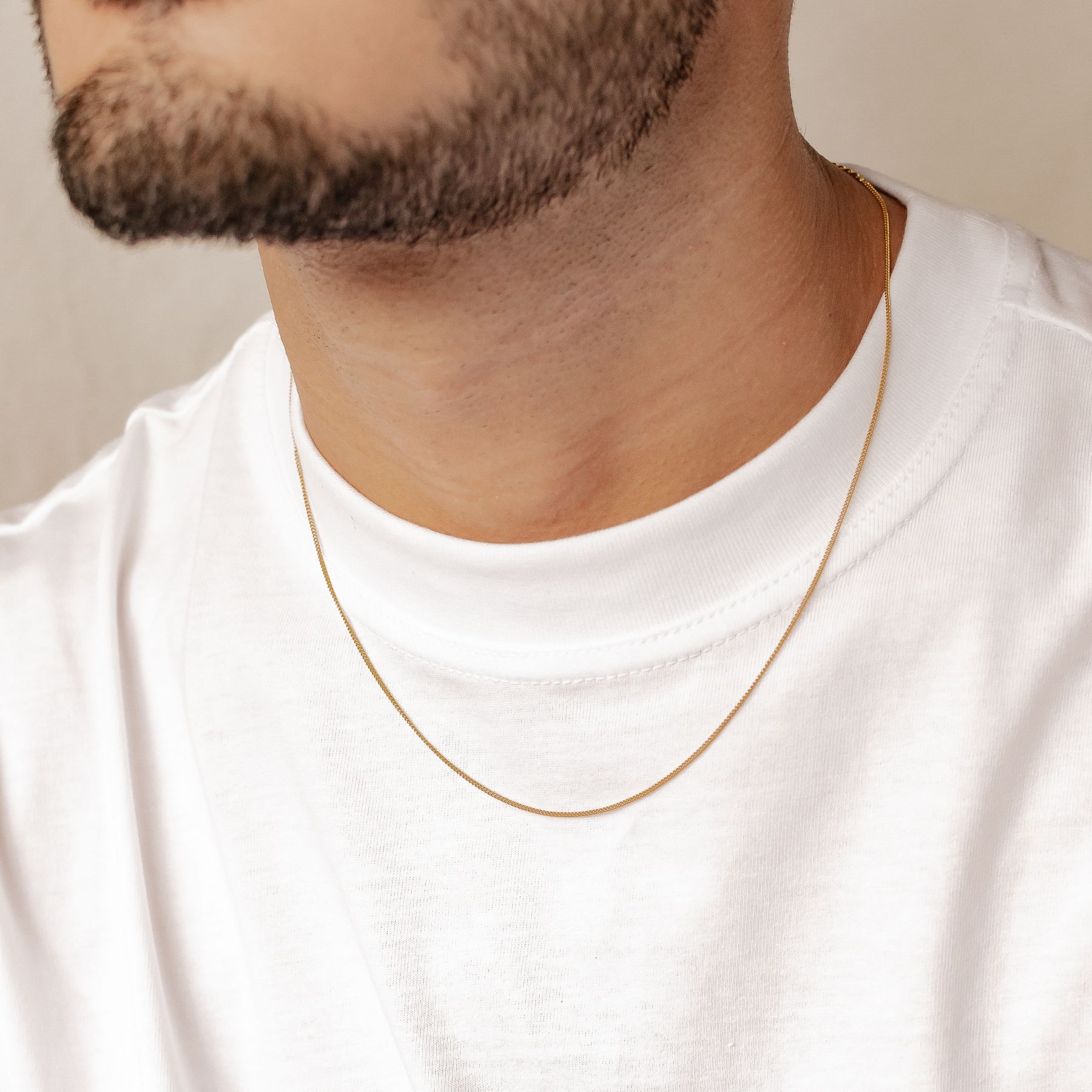 Fine Textured chain necklace for men in gold, 925 sterling silver