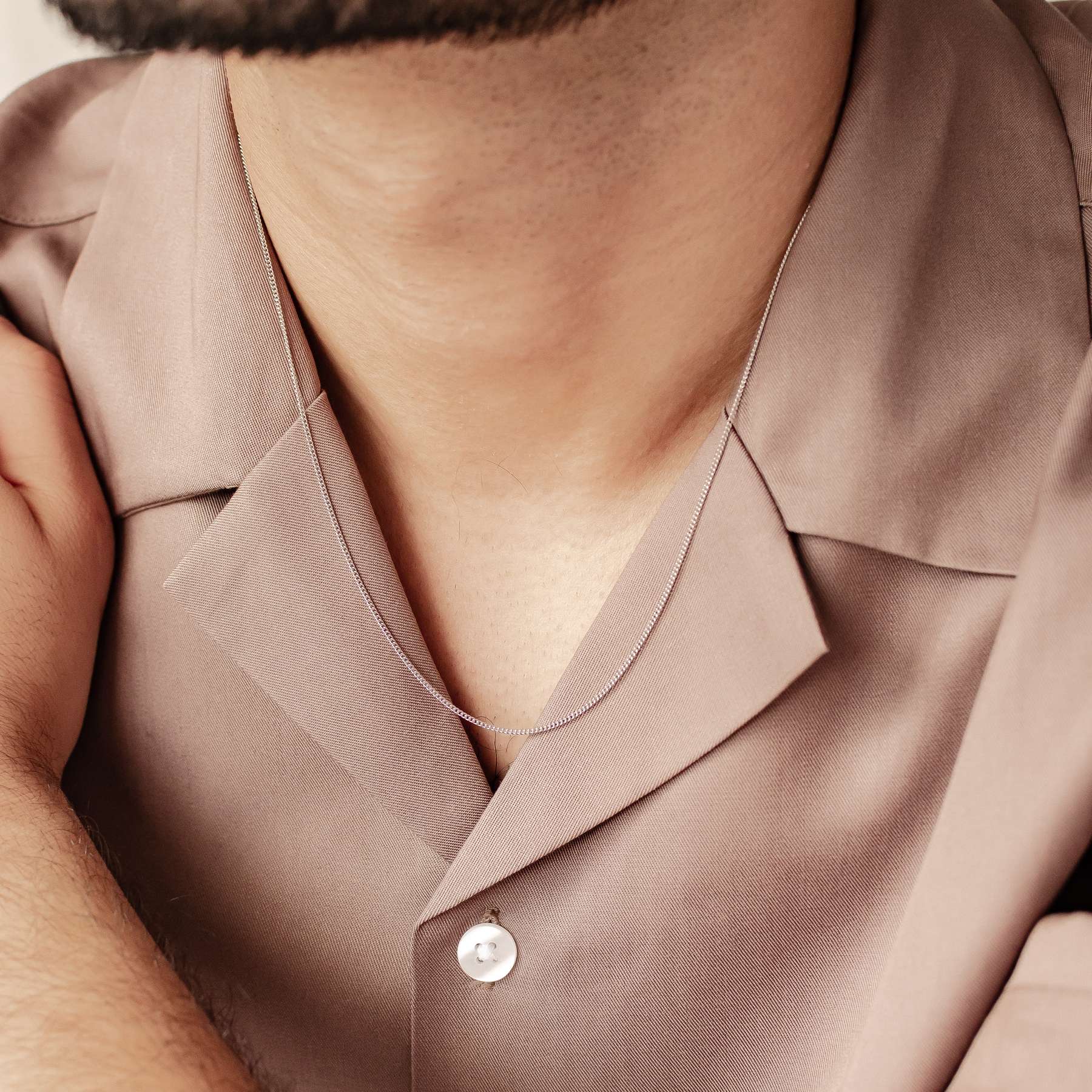 Fine Textured chain necklace for men in silver, 925 sterling silver