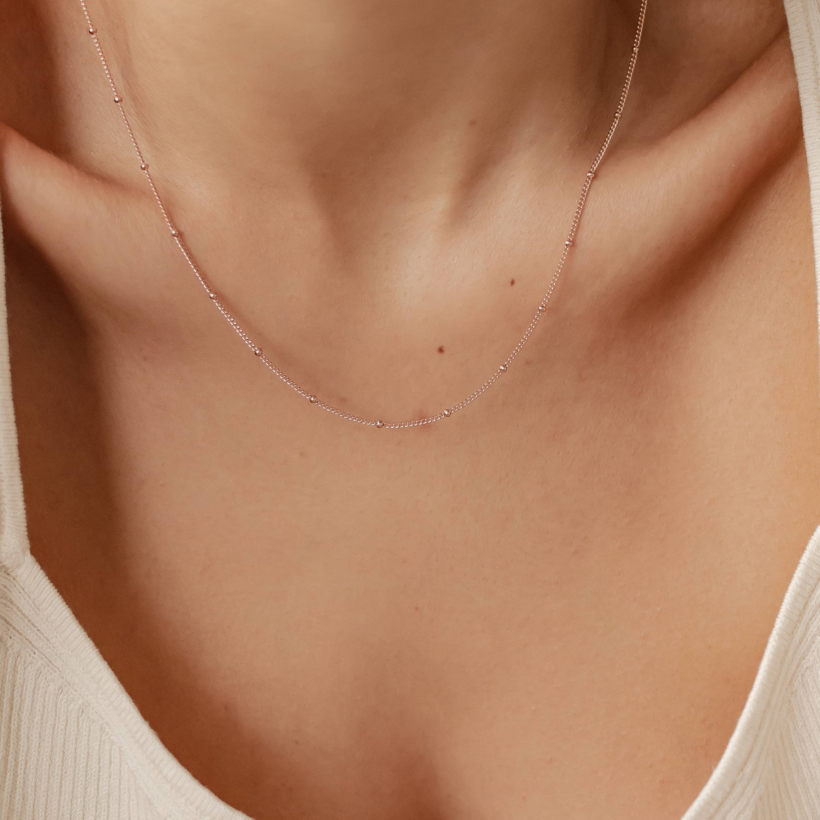 Collar de Cadena Fina de Borlas Plata de Ley 925