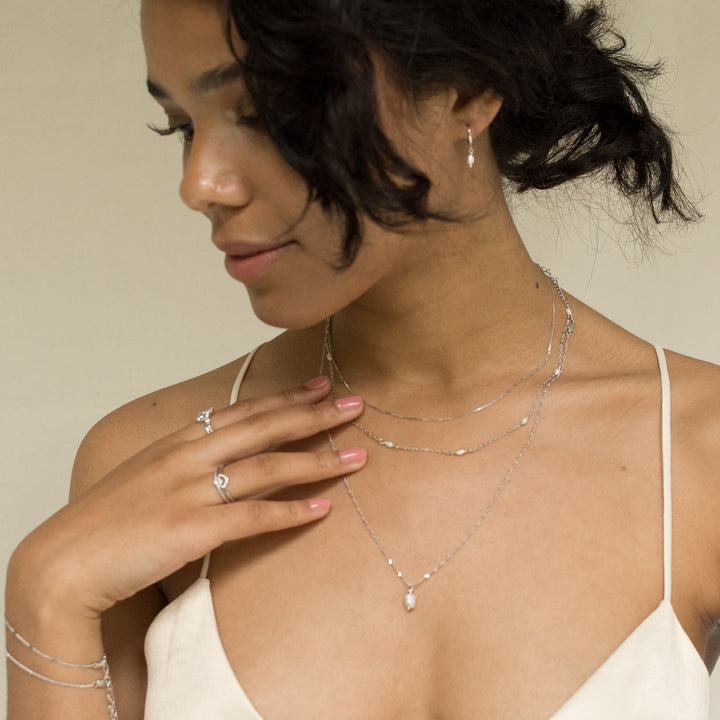 Collier à Fine Chaîne Carrée Argent Sterling