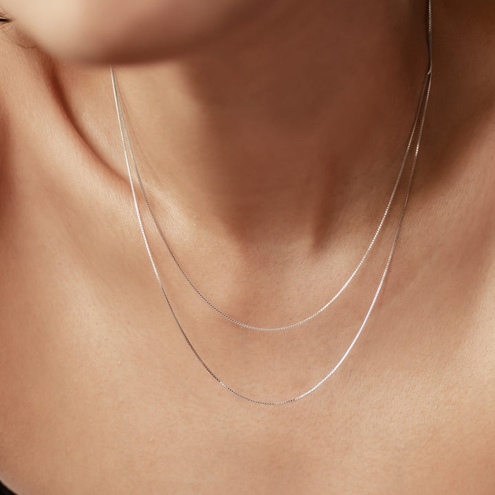 Collier à Fine Chaîne Carrée Argent Sterling