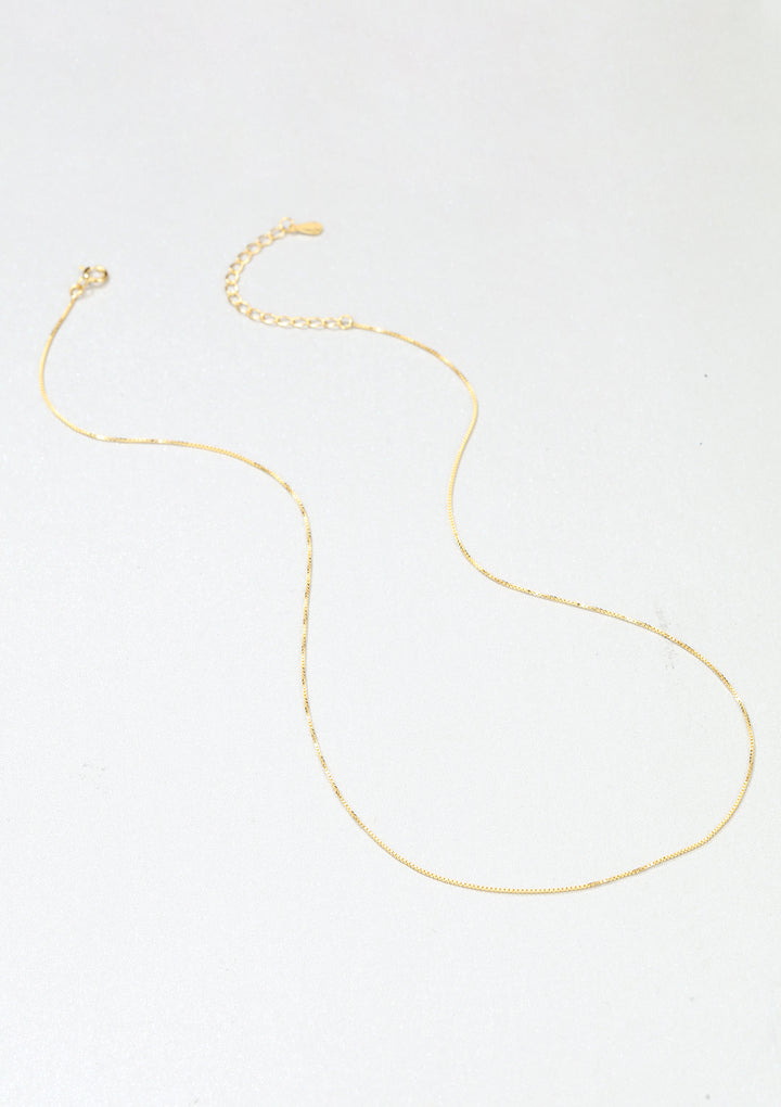 Collier à Fine Chaîne Carrée Argent Sterling en Or