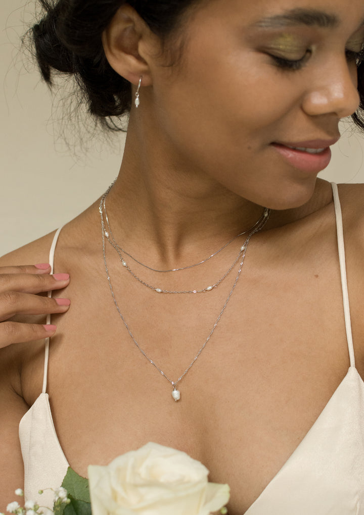 Collier à Fine Chaîne Carrée Argent Sterling