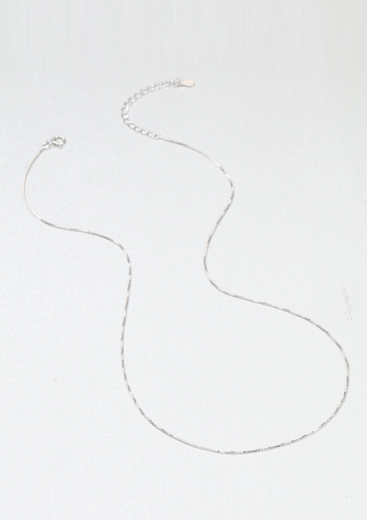 Collier à Fine Chaîne Carrée Argent Sterling