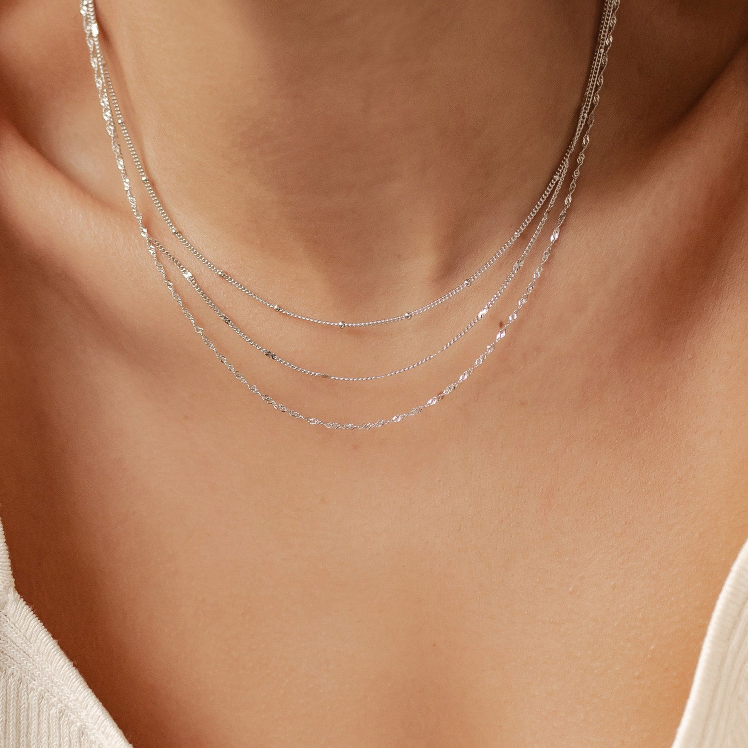 Filigrane Ketten Set Goldplattiertes Sterlingsilber