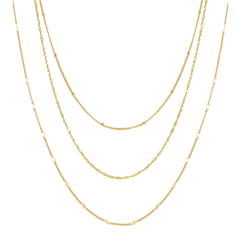 Filigrane Ketten Set Goldplattiertes Sterlingsilber