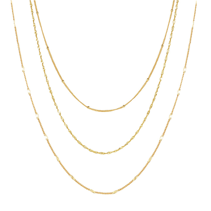 Conjunto de Collares de Cadena Fina Plata Esterlia