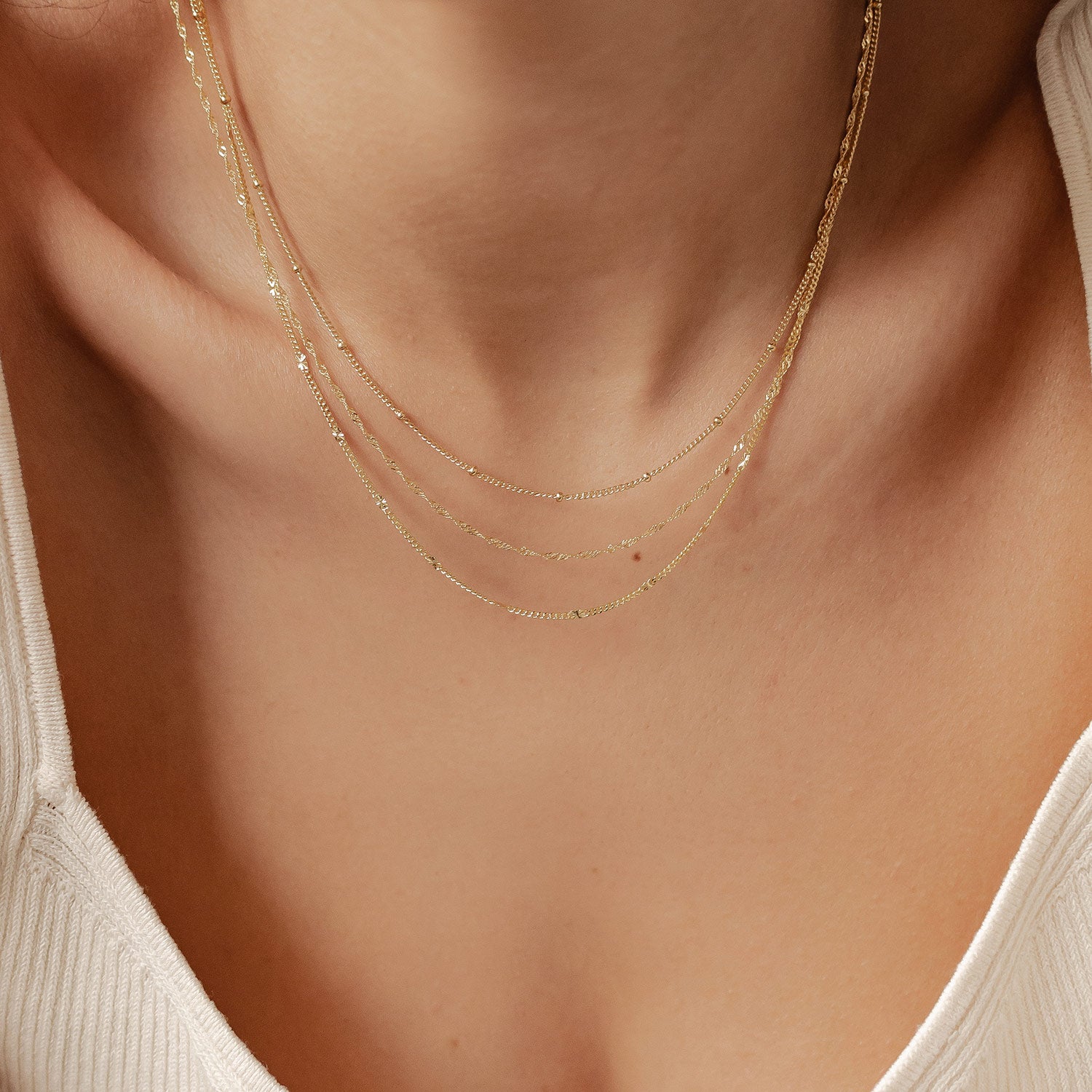 Filigrane Ketten Set Goldplattiertes Sterlingsilber