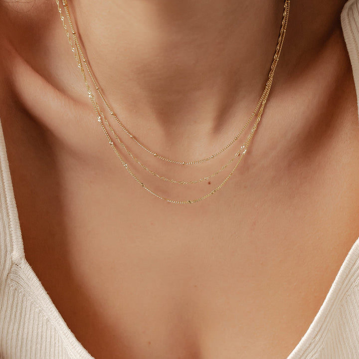 Conjunto de Collares de Cadena Fina Plata Esterlia