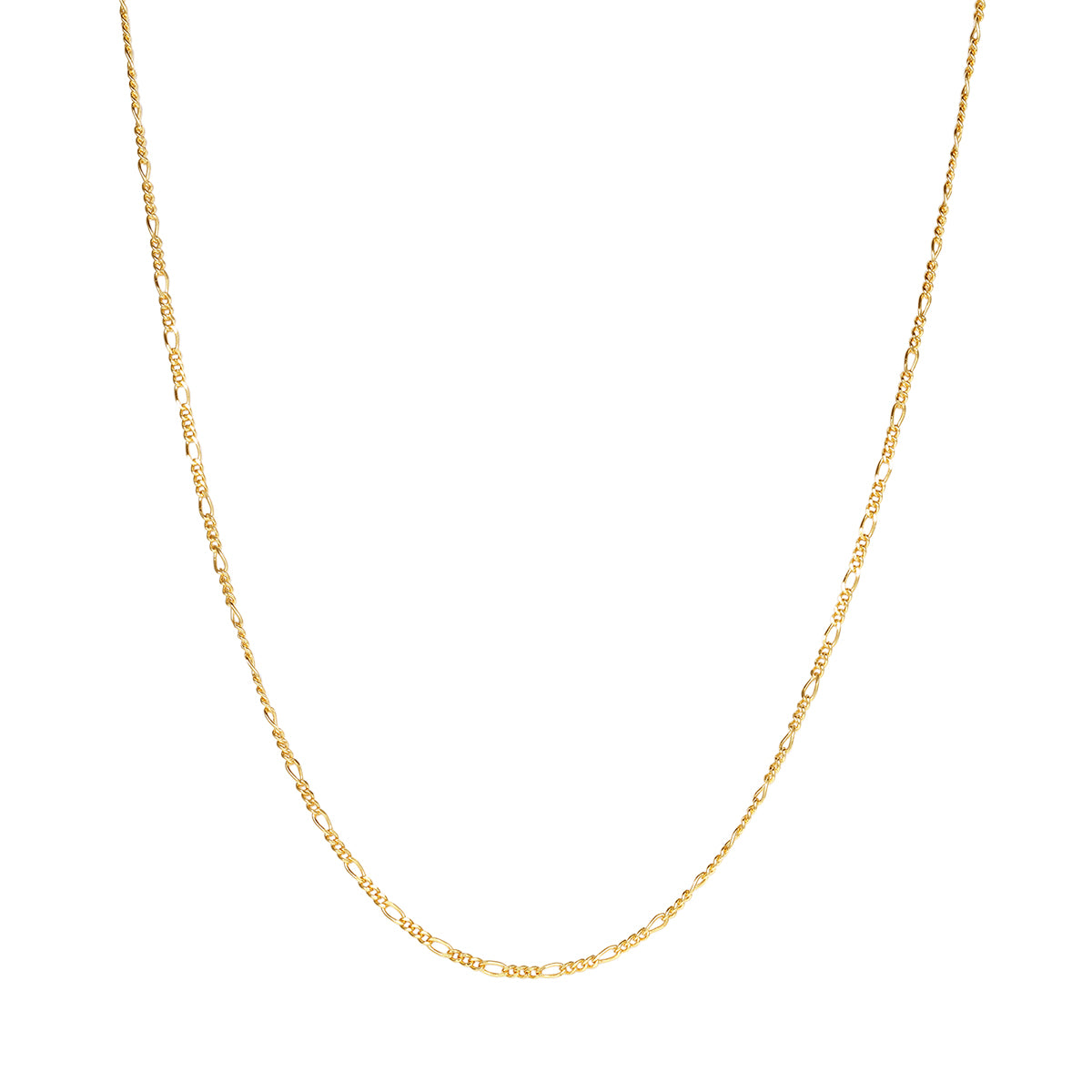 Fine Figaro Chain Necklace Sterling Silver Gold