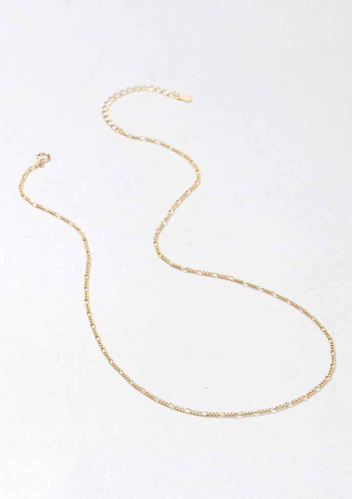 Fine Figaro Chain Necklace Sterling Silver Gold