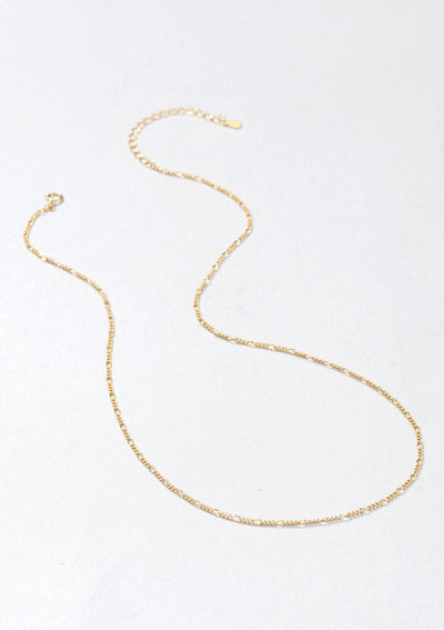 Fine Figaro Chain Necklace Sterling Silver Gold