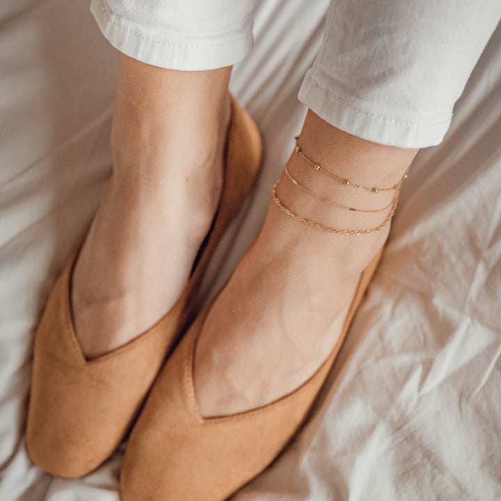 Fine Singapore Chain Anklet Gold