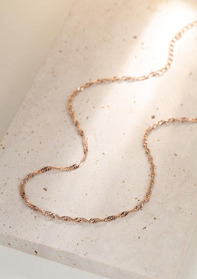 Fine Singapore Chain Necklace Rose Gold