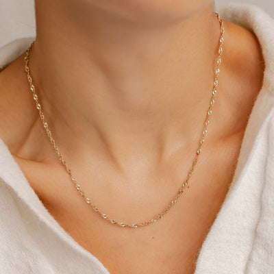 Fine Singapore Chain Necklace Rose Gold