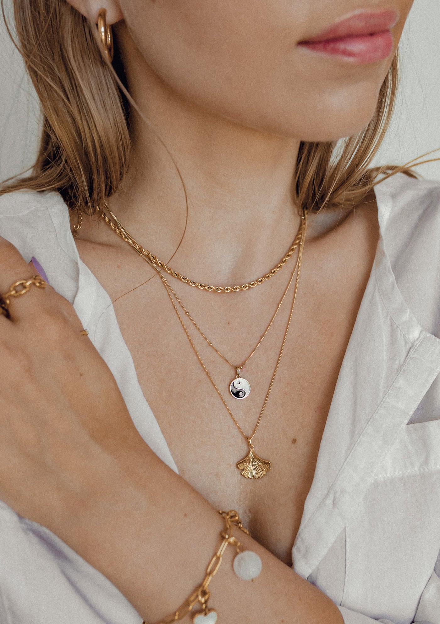 Fine Textured Chain Necklace Sterling Silver Gold