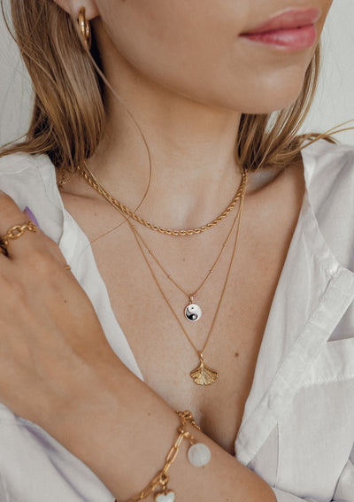 Fine Textured Chain Necklace Sterling Silver Gold