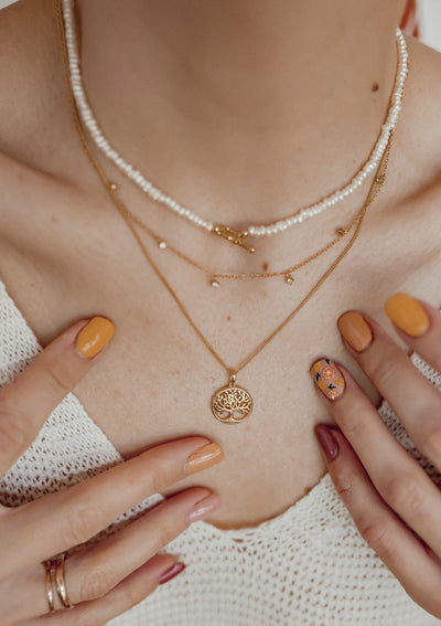 Fine Textured Chain Necklace Sterling Silver Gold