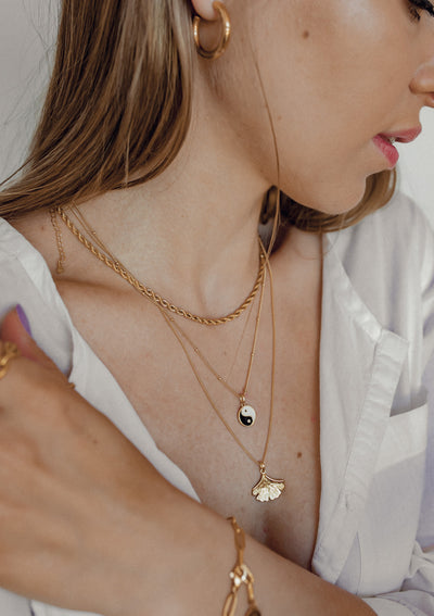 Fine Textured Chain Necklace Sterling Silver Gold