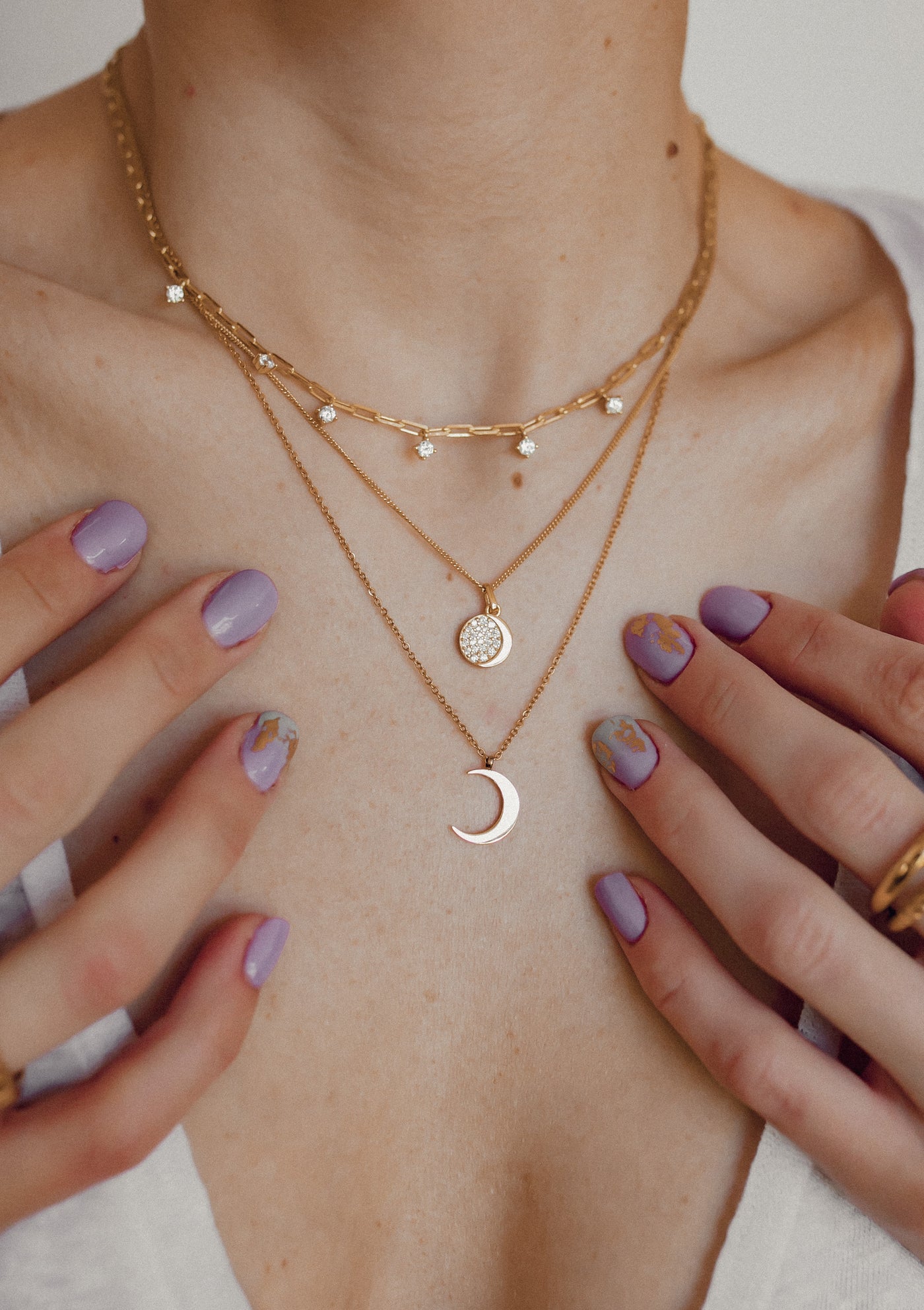 Fine Textured Chain Necklace Sterling Silver Gold