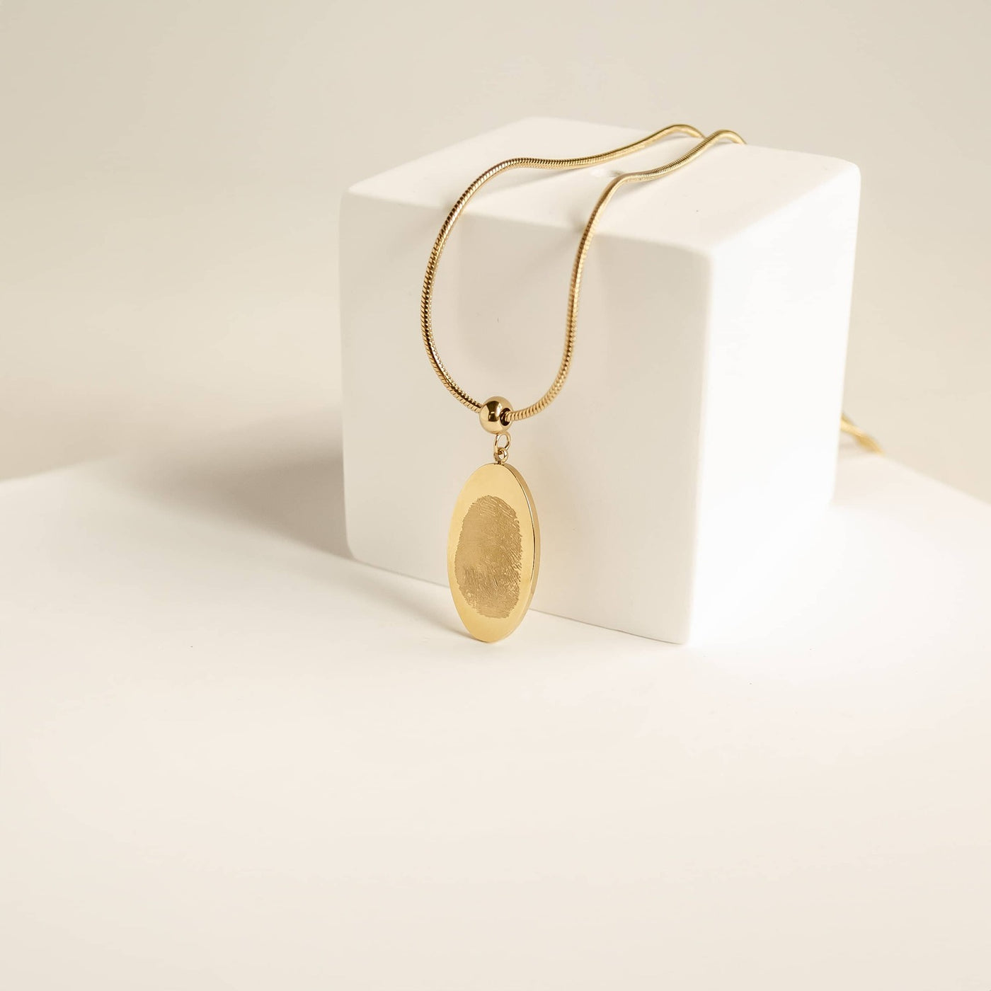 Collier Oval Empreinte Digitale Acier Inoxydable