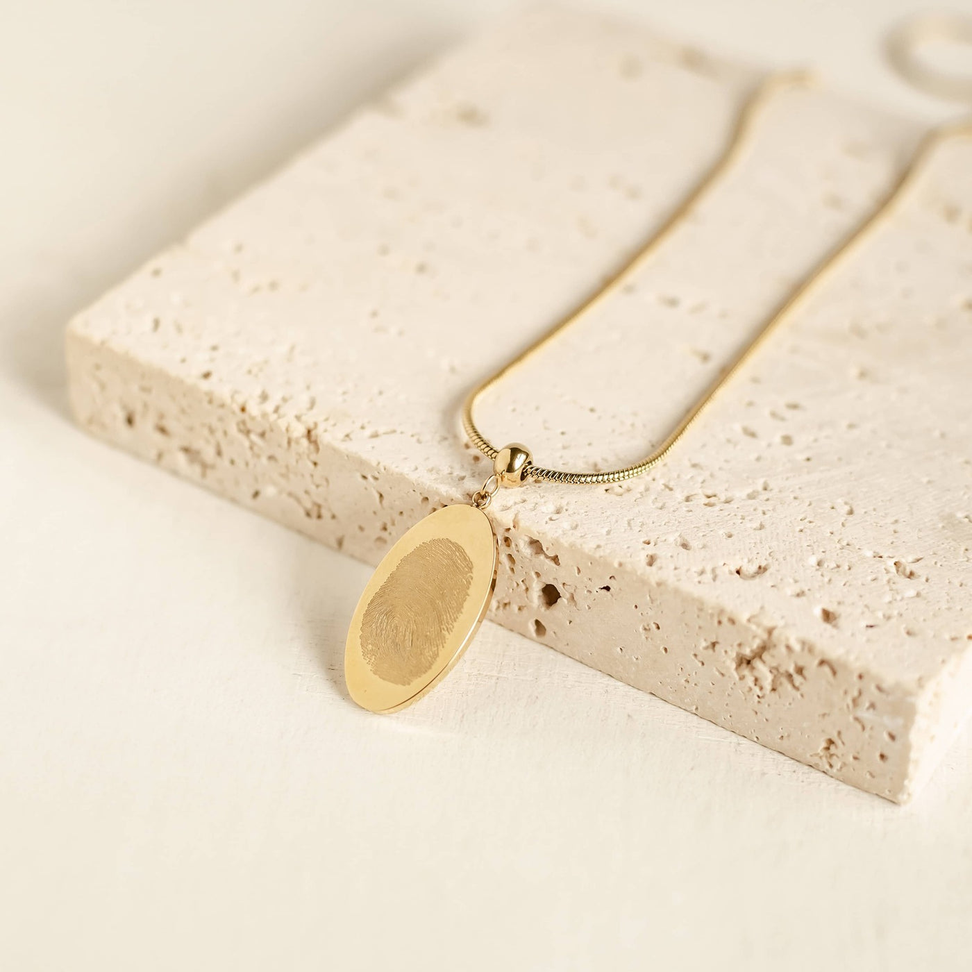 Collier Oval Empreinte Digitale Acier Inoxydable
