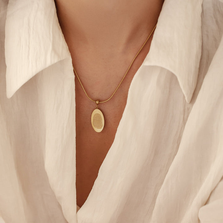 Fingerprint Oval Necklace Stainless Steel
