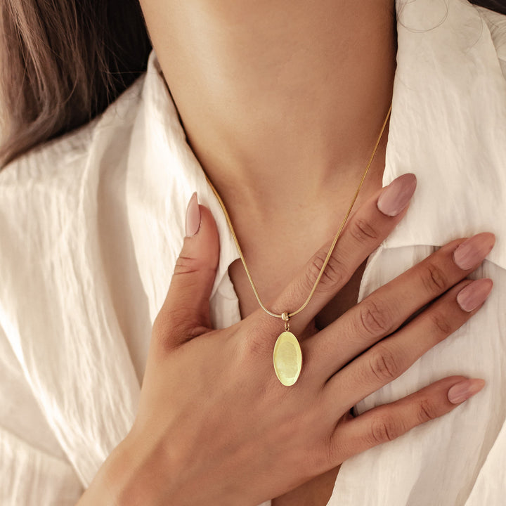 Fingerprint Oval Necklace Stainless Steel
