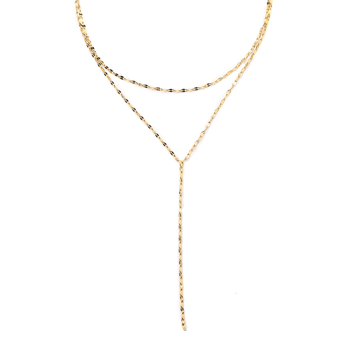 Flattened Chain Link Y Necklace Gold – Hey Happiness Flattened Chain Link Y Necklace Gold – Hey Happiness