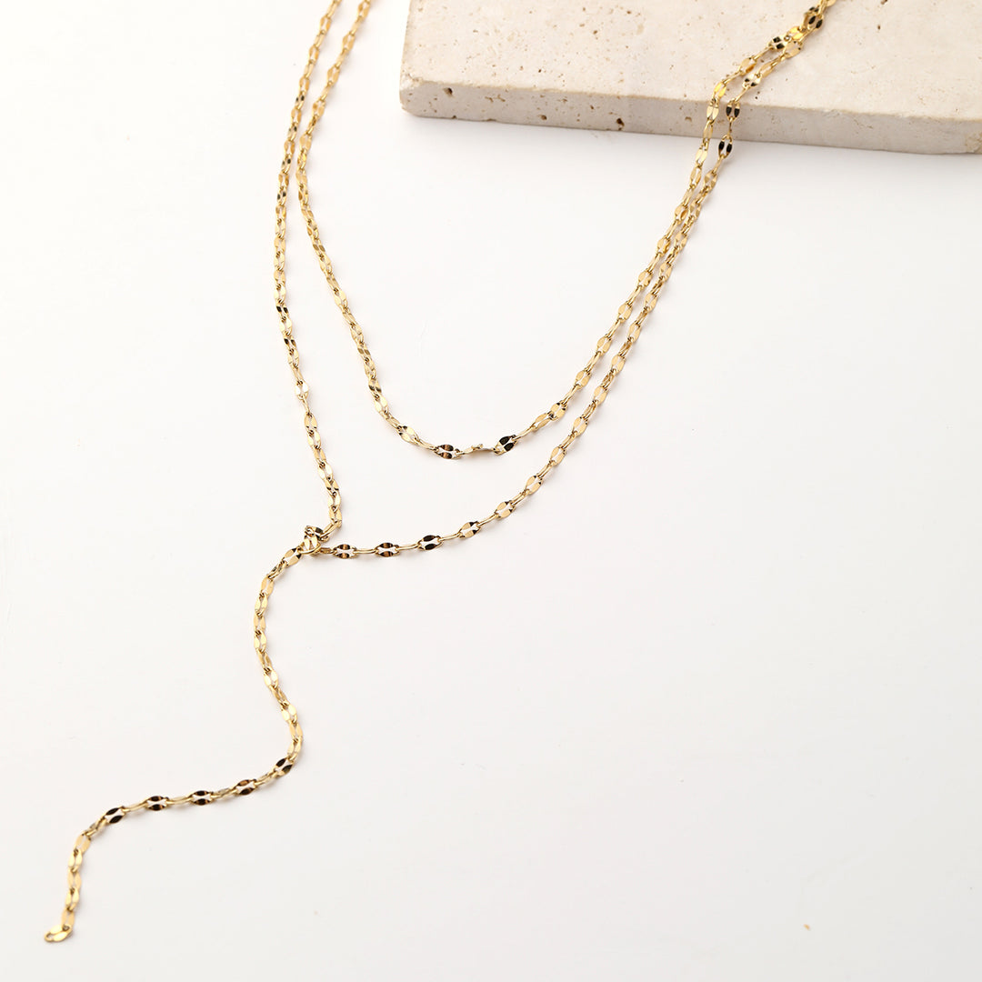 Flattened Chain Link Y Necklace Gold – Hey Happiness