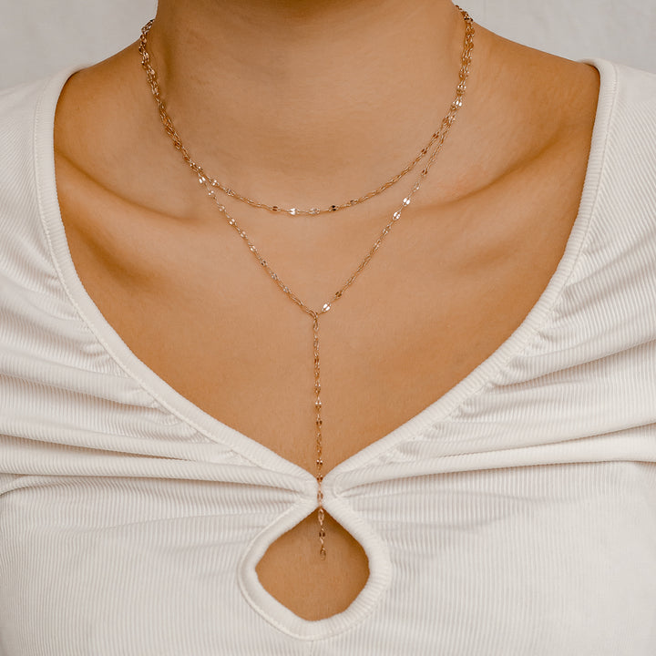 Filigrane Y Kette im Rolokette-Design in Roségold